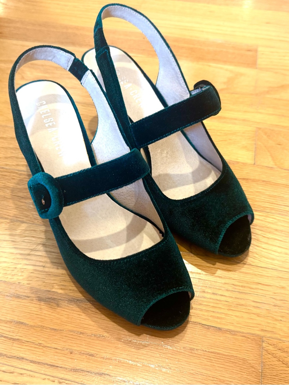 Chelsea  Emerald Green Velvet Slingback Heels